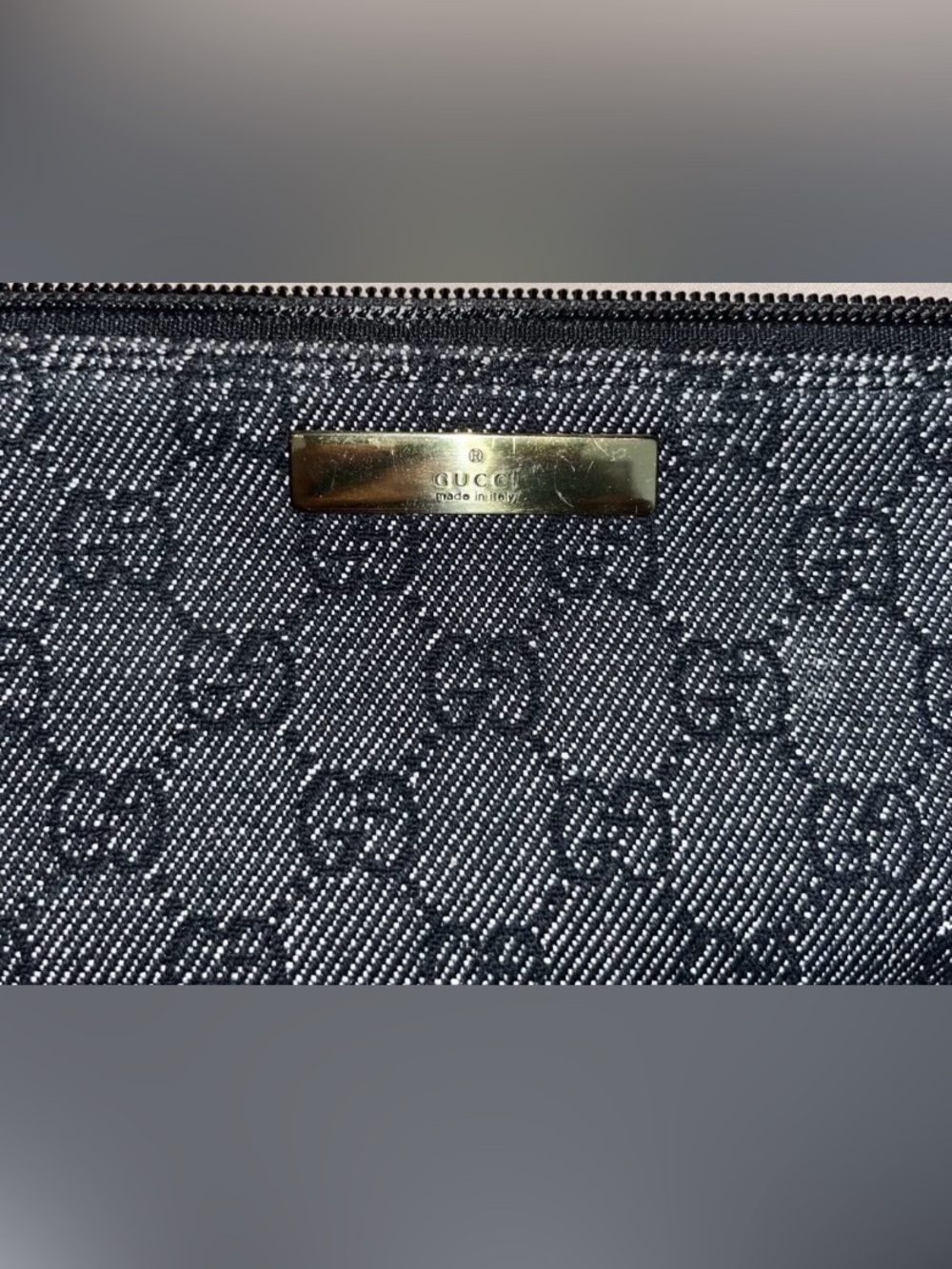 Gucci Black Monogram Mini Shoulder Bag with Gold Plaque - Picture 4 of 8